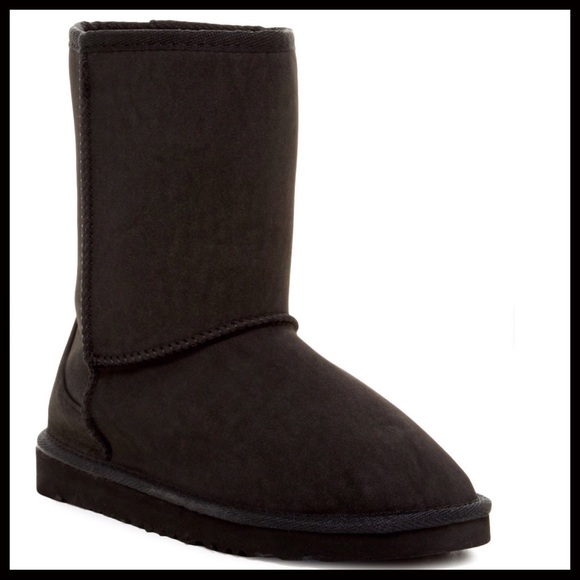 Bucco Shoes - SHORT BLACK FAUX SHEARLING LINED BOOTS BOOTIES A2C